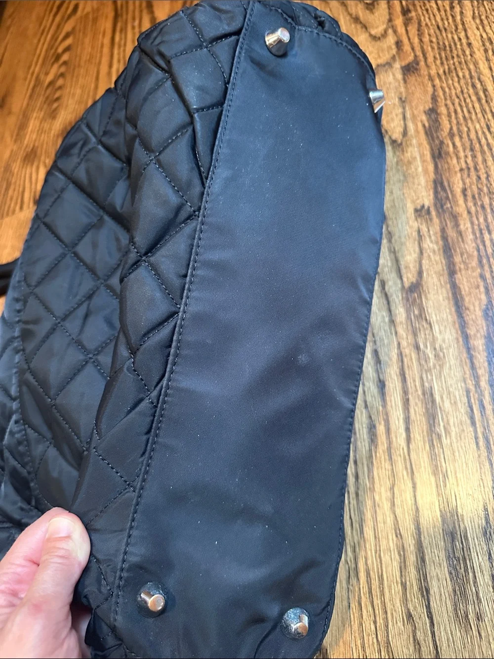 Storksak Black Quilted Tote with Logo Plate